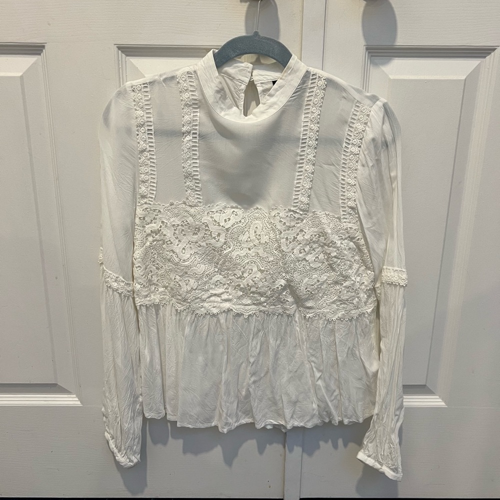 Topshop white lace blouse US 6